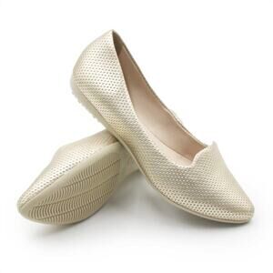 Bottero Gold Metallic Leather Ballet Flats Women’s Slip-On Comfort NEW/NIB